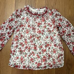 Janie and Jack Girls Floral Chiffon Top Long Sleeve Fully Lined Holiday Size 7